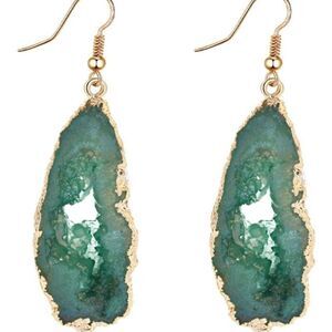 Natural Faux Stone Earrings Irregular Hollow Large Resin Boho Bohemian NEW